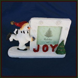 vintage Nantucket Skating Snowman picture frame 3" x 3"